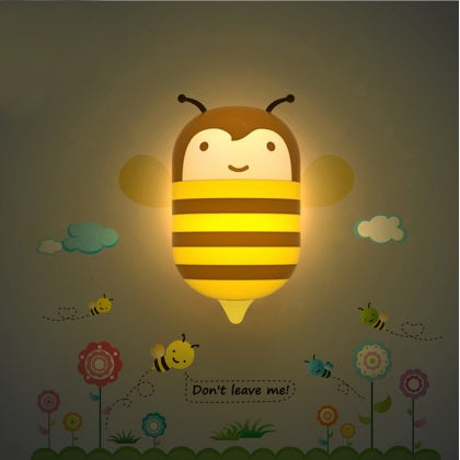 3D DIY Wallpaper Cute Bee Nightlight Auto induction Bed Lamp Light