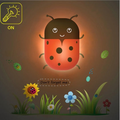 3D DIY Wallpaper Cute LadyBug Nightlight Auto induction Bed Lamp Light