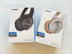 Bose QuietComfort QC 25 APPLE Noise Cancelling Headphones Black/White Wired